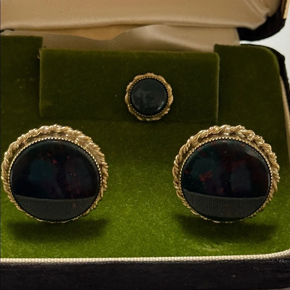 Steval 1/20 12K Gold Filled Cufflinks Jewelry Set preowned built w/original box